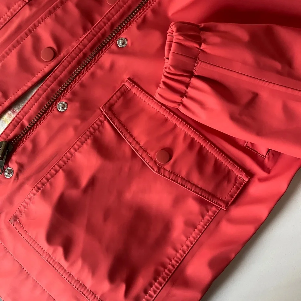 Marine Layer Red Hooded Lines Rain Jacket- Size XS - Picture 7 of 8